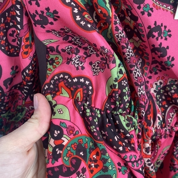 Anthropologie The Korner Paisley Colourful Puff Sleeved Mini Dress - Size Small - Picture 10 of 16